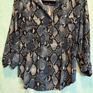 Cocomo Black Snake Print Button  Top